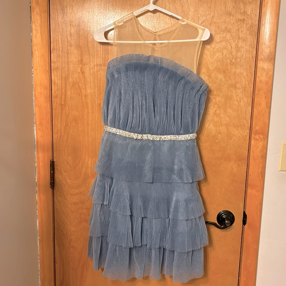 Tulle Tiered Mini Dress with Jeweled Belt